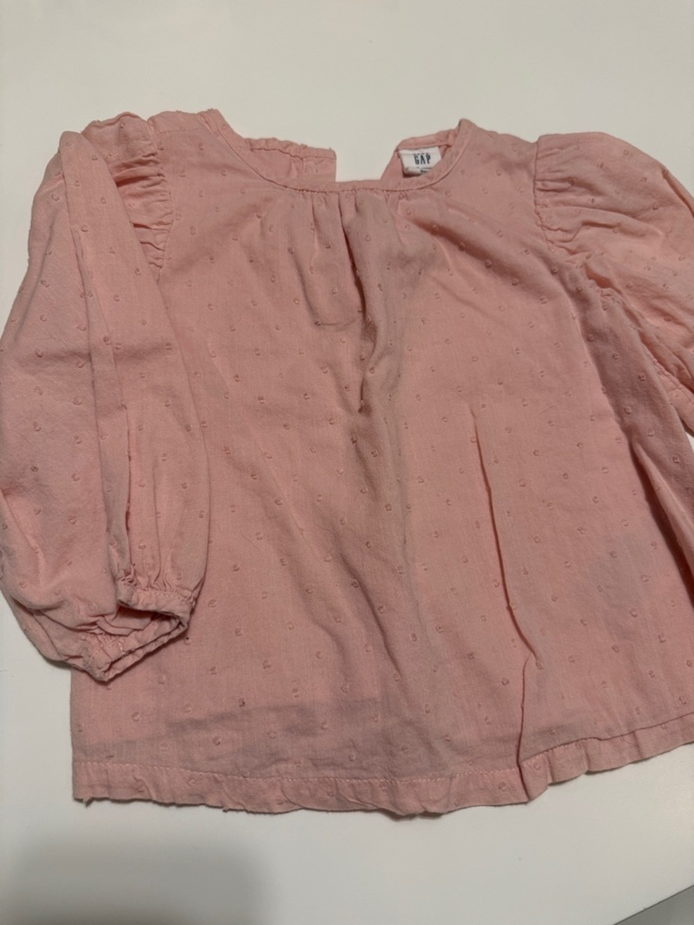 GAP Pink Dot Texture Long-Sleeve Baby Top